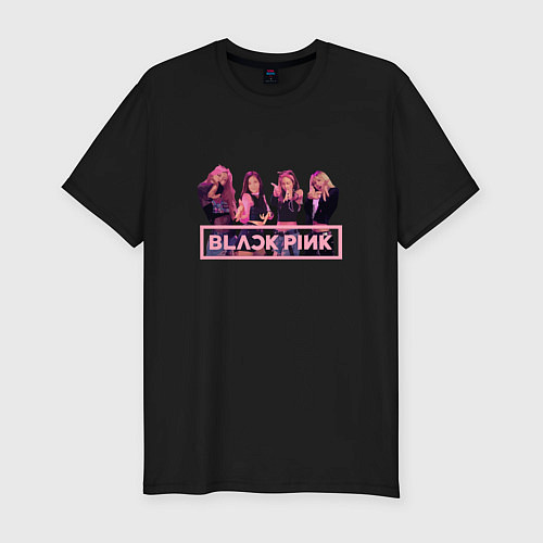 Мужская slim-футболка Black Pink Band / Черный – фото 1