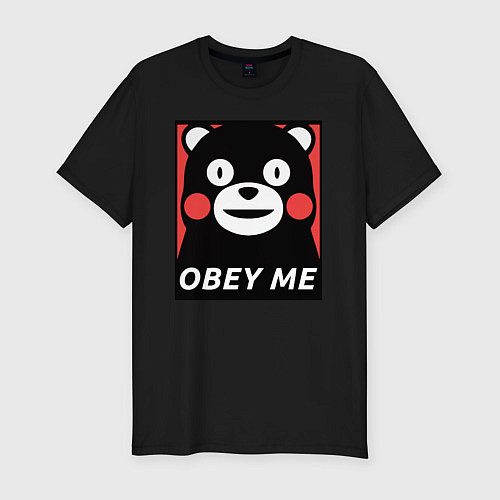 Мужская slim-футболка Kumamon: Obey Me / Черный – фото 1