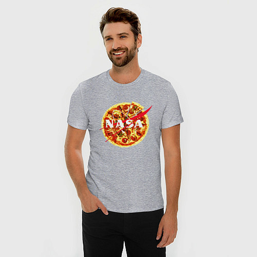 Мужская slim-футболка NASA: Pizza / Меланж – фото 3