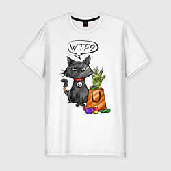 Мужская slim-футболка Black Cat: WTF?