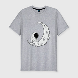 Мужская slim-футболка Космонавт на Луне