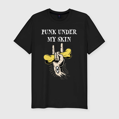 Мужская slim-футболка Punk uder my skin / Черный – фото 1