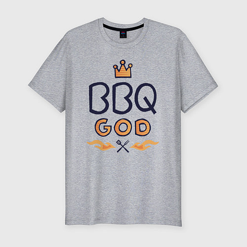 Мужская slim-футболка BBQ God / Меланж – фото 1