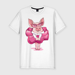 Мужская slim-футболка Мисс Свинка