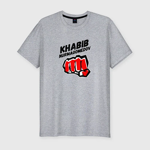 Мужская slim-футболка Khabib Fighter / Меланж – фото 1