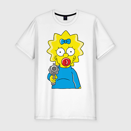 Мужская slim-футболка Мэгги с револьвером / Белый – фото 1