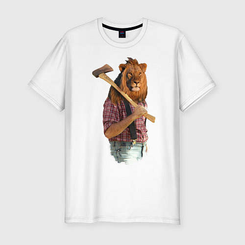 Мужская slim-футболка Lion lumberjack / Белый – фото 1