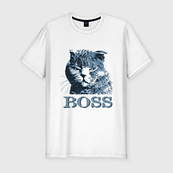 Футболка slim-fit Boss cat, цвет: белый