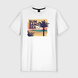Мужская slim-футболка Солнце, песок, море