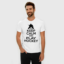 Футболка slim-fit Keep Calm & Play Hockey, цвет: белый — фото 2