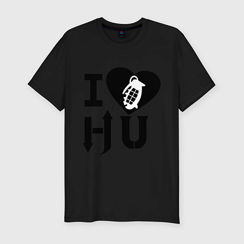 Мужская slim-футболка I love HU / Черный – фото 1