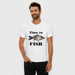 Футболка slim-fit Time to fish, цвет: белый — фото 2