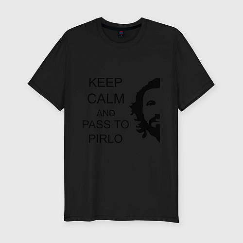 Мужская slim-футболка Keep Calm & Pass To Pirlo / Черный – фото 1