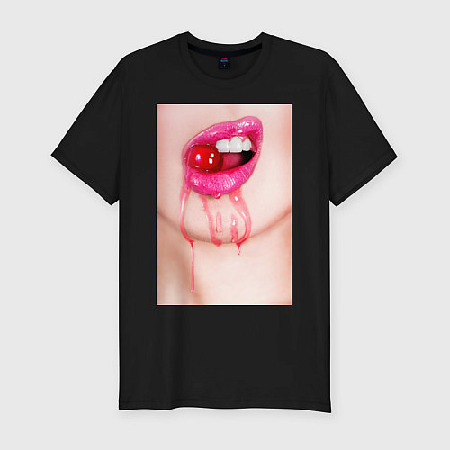 Мужская slim-футболка SWAG Liquid Lips / Черный – фото 1