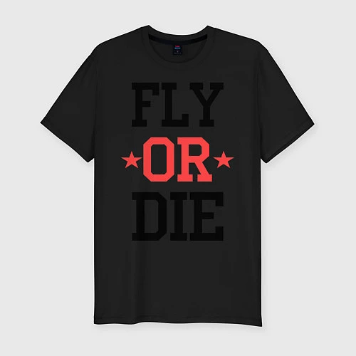 Мужская slim-футболка Fly or Die / Черный – фото 1