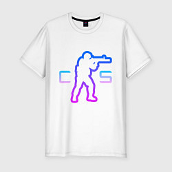 Футболка slim-fit CS - логотип с бойцом, цвет: белый