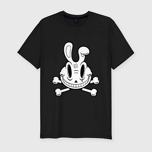 Мужская slim-футболка Кролик-пират / Черный – фото 1