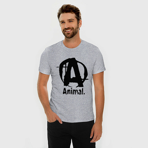 Мужская slim-футболка Animal Logo / Меланж – фото 3