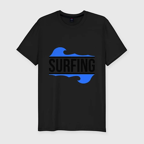 Мужская slim-футболка Surfing / Черный – фото 1