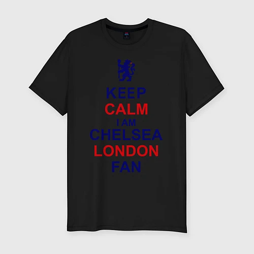 Мужская slim-футболка Keep Calm & Chelsea London fan / Черный – фото 1