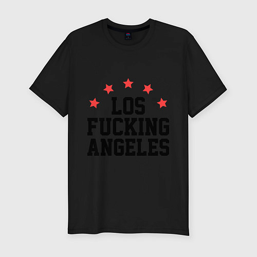 Мужская slim-футболка Los Fucking Angeles / Черный – фото 1
