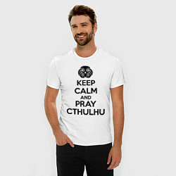 Футболка slim-fit Keep Calm & Pray Cthulhu, цвет: белый — фото 2