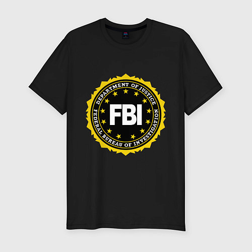 Мужская slim-футболка FBI Departament / Черный – фото 1