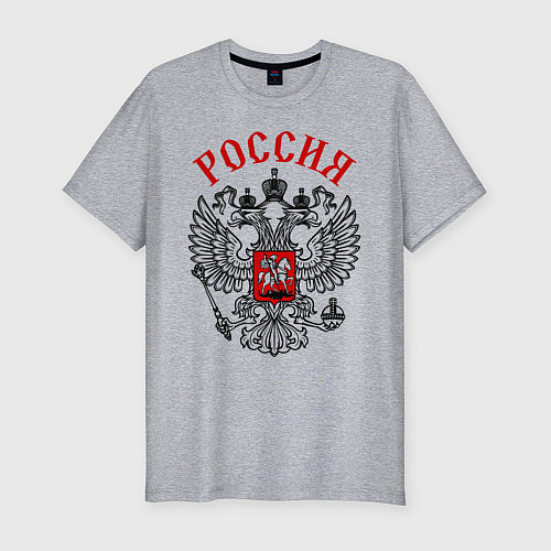 Мужская slim-футболка Россия / Меланж – фото 1