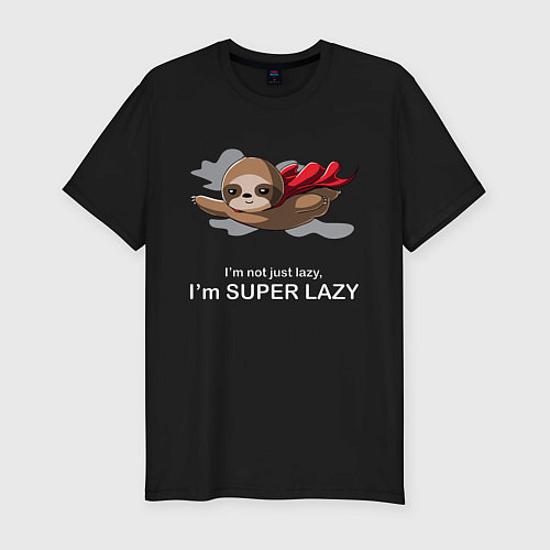 Мужская slim-футболка I'm Super Lazy / Черный – фото 1
