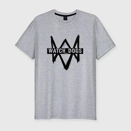 Мужская slim-футболка Watch Dogs: Black Logo / Меланж – фото 1