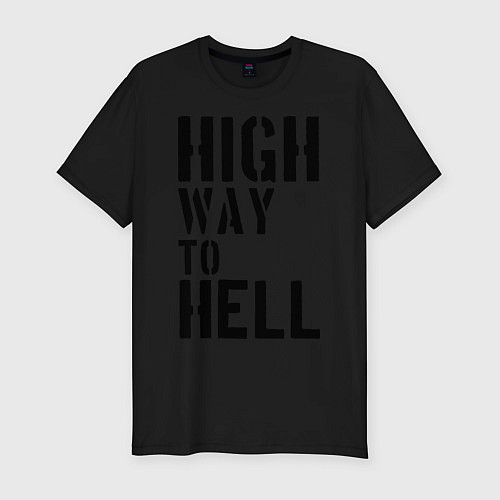 Мужская slim-футболка High way to hell / Черный – фото 1