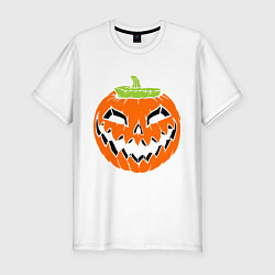 Футболка slim-fit Хэллоуин тыква, цвет: белый