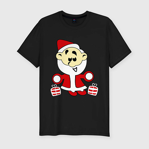 Мужская slim-футболка Дед мороз с подарками / Черный – фото 1