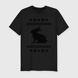 Мужская slim-футболка Узор с зайцем