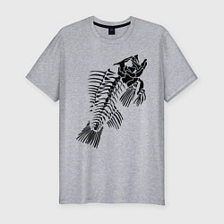 Мужская slim-футболка Рыбий скелет