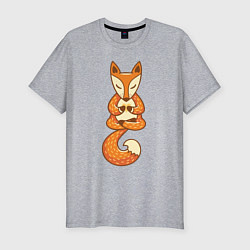 Мужская slim-футболка Лисенок занимается йогой