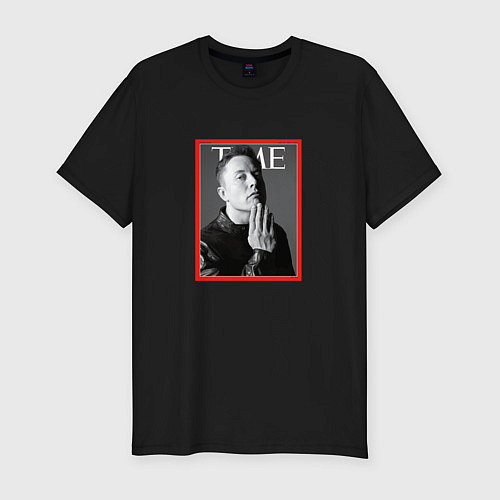 Мужская slim-футболка Илон Маск Журнал TIME / Черный – фото 1