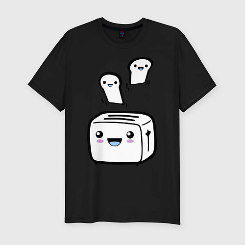 Мужская slim-футболка Позитивный тостер / Черный – фото 1