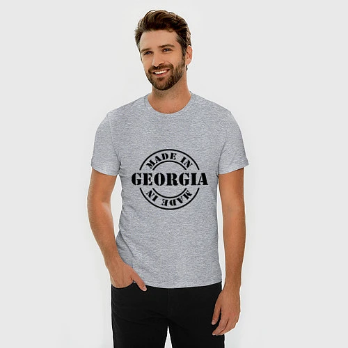 Мужская slim-футболка Made in Georgia (сделано в Грузии) / Меланж – фото 3