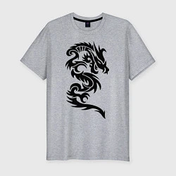 Мужская slim-футболка Дракон узор