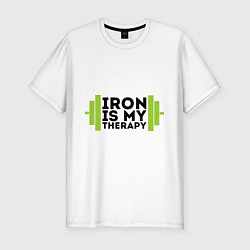 Футболка slim-fit Iron is my therapy, цвет: белый