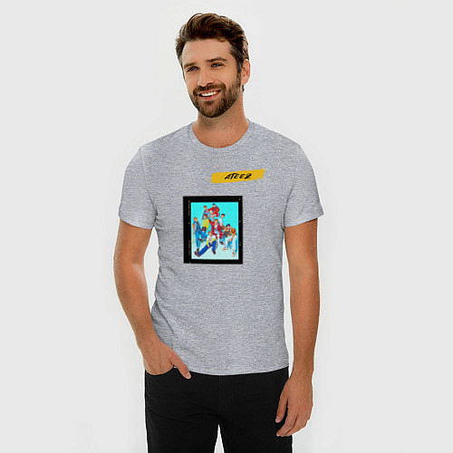 Мужская slim-футболка Ateez / Меланж – фото 3