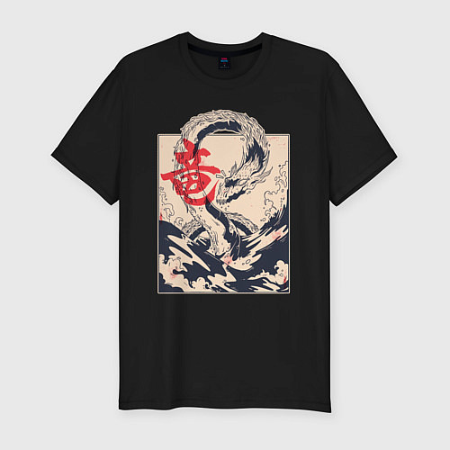 Мужская slim-футболка Дракон / Черный – фото 1