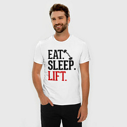 Футболка slim-fit Eat, sleep, lift, цвет: белый — фото 2