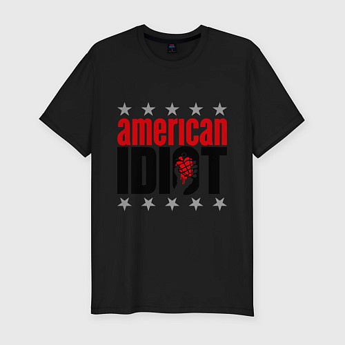 Мужская slim-футболка American idiot / Черный – фото 1