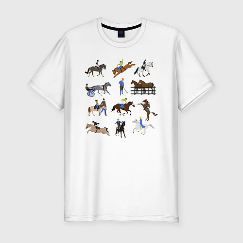 Мужская slim-футболка Конный виды спорта / Белый – фото 1
