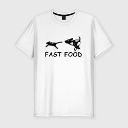 Футболка slim-fit Fast food черный, цвет: белый