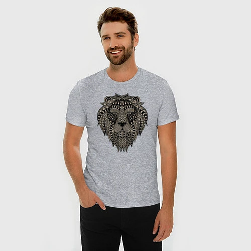 Мужская slim-футболка Metallized Lion / Меланж – фото 3