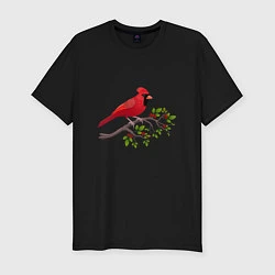 Мужская slim-футболка Красный кардинал