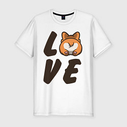 Футболка slim-fit Love Corgi, цвет: белый